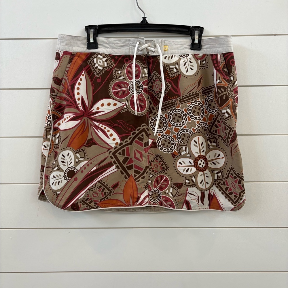 Aventura Brown Floral Drawstring Mini Skirt